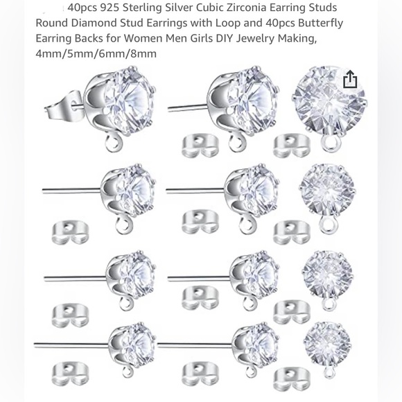 New Hand Crafted Snowflake Dangling Stus Post Earrings with Blue Glass Beads - Picture 8 of 11